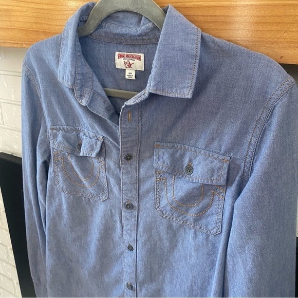True Religion Blue Denim Shirt - Picture 3 of 8